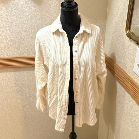 Zara XS Corduroy cream button long sleeve blouse! - Picture 1 of 5